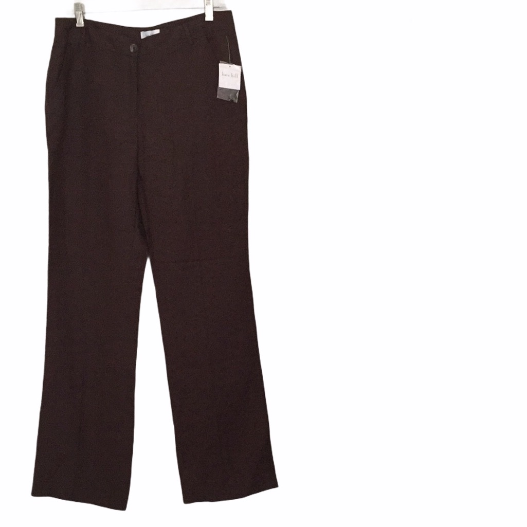 Nwt Kate Hill Brown Linen Rayon Pants Size 8